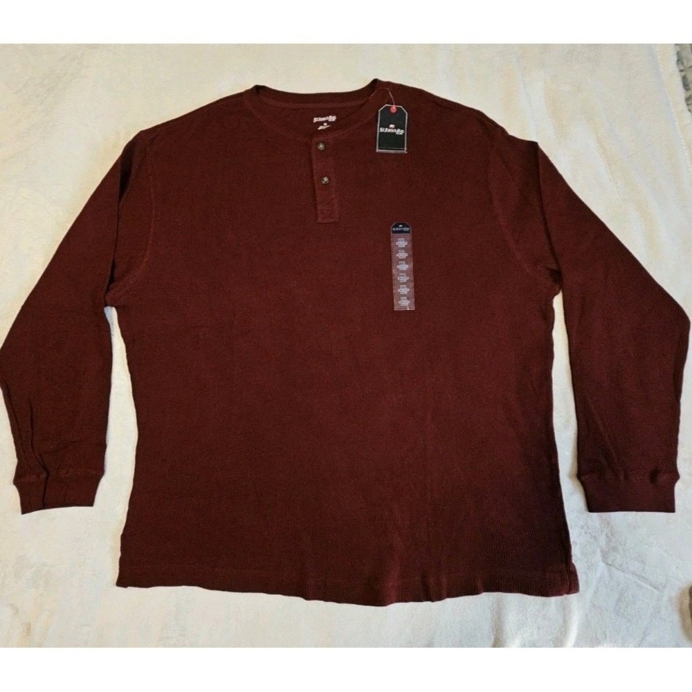 St. John's Bay NWT Long Sleeve Burgundy Pullover Thermal Style Shirt Men's XXL